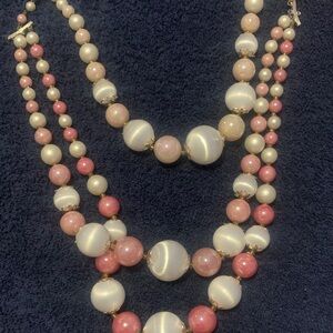 Elegant Pink and White Beaded Necklace